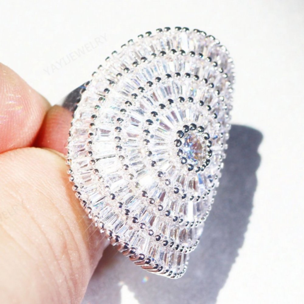 Princess Cut Cubic Zirconia Sterling Silver Ring - Picture 2 of 11